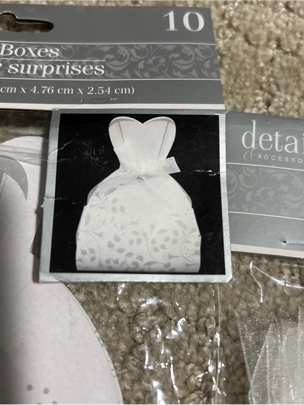 3 Packs Details & Accessories 10 Favor Boxes Gowns Weddings Bridesmaids Sealed